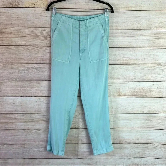 Crew Zip Up Sea Side Pants Mint Green Elastic Waist Slim Straight Leg - Picture 12 of 12